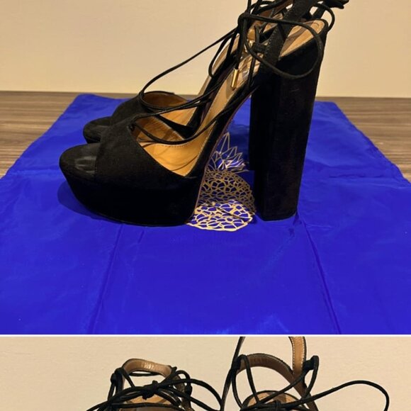 Aquazzura Suede Slingback Strappy Heels (38.5) - Picture 6 of 6